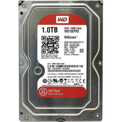 Western Digital HDD SATA-III  1000Gb Red for NAS  WD10EFRX, IntelliPower, 64MB buffer